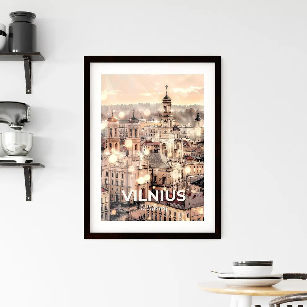 Vilnius Skyline Double Exposure Cityscape Art - A city with many buildings Custom Print