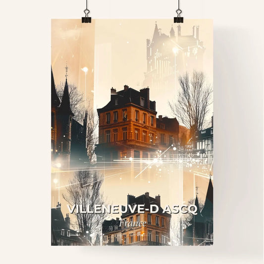 Villeneuve-d Ascq Skyline Urban Silhouette Poster - A group of buildings with trees and buildings in the background Poster