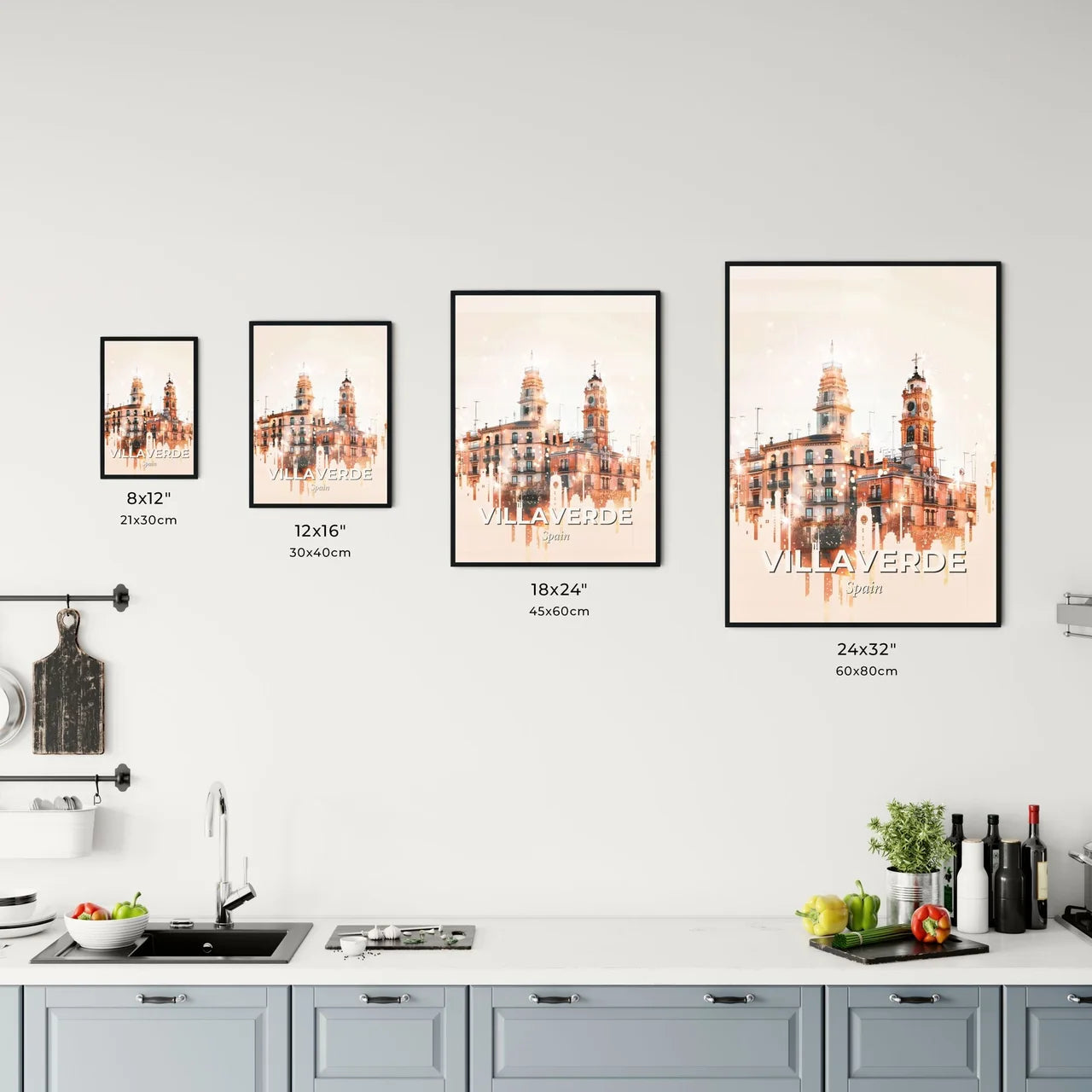 Villaverde: Cityscape Canvas of History and Dreams - A building with towers and a clock tower Size Chart