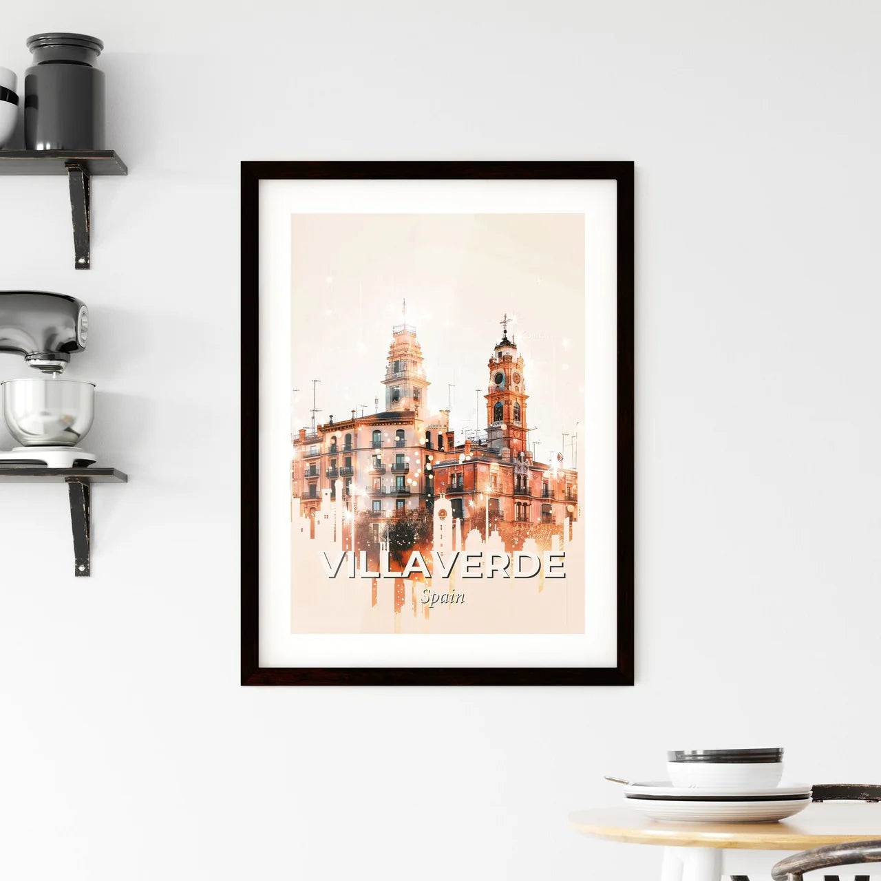 Villaverde: Cityscape Canvas of History and Dreams - A building with towers and a clock tower Custom Print