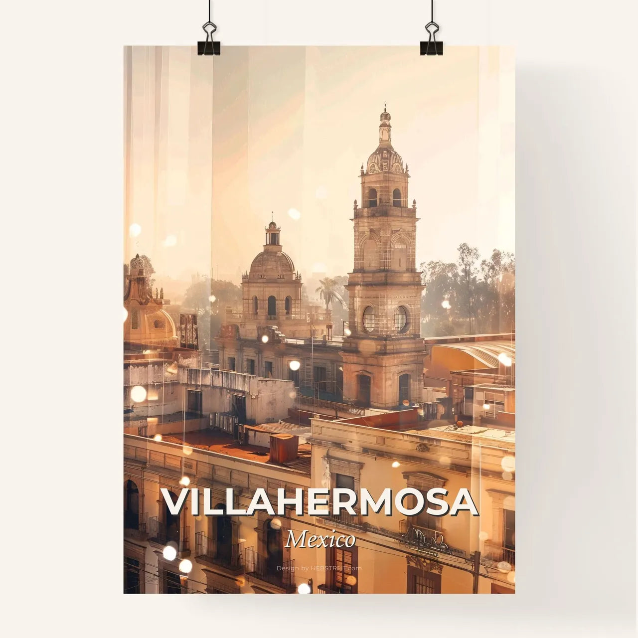 Villahermosa: City and Architecture Art Poster - A building with a tower Poster