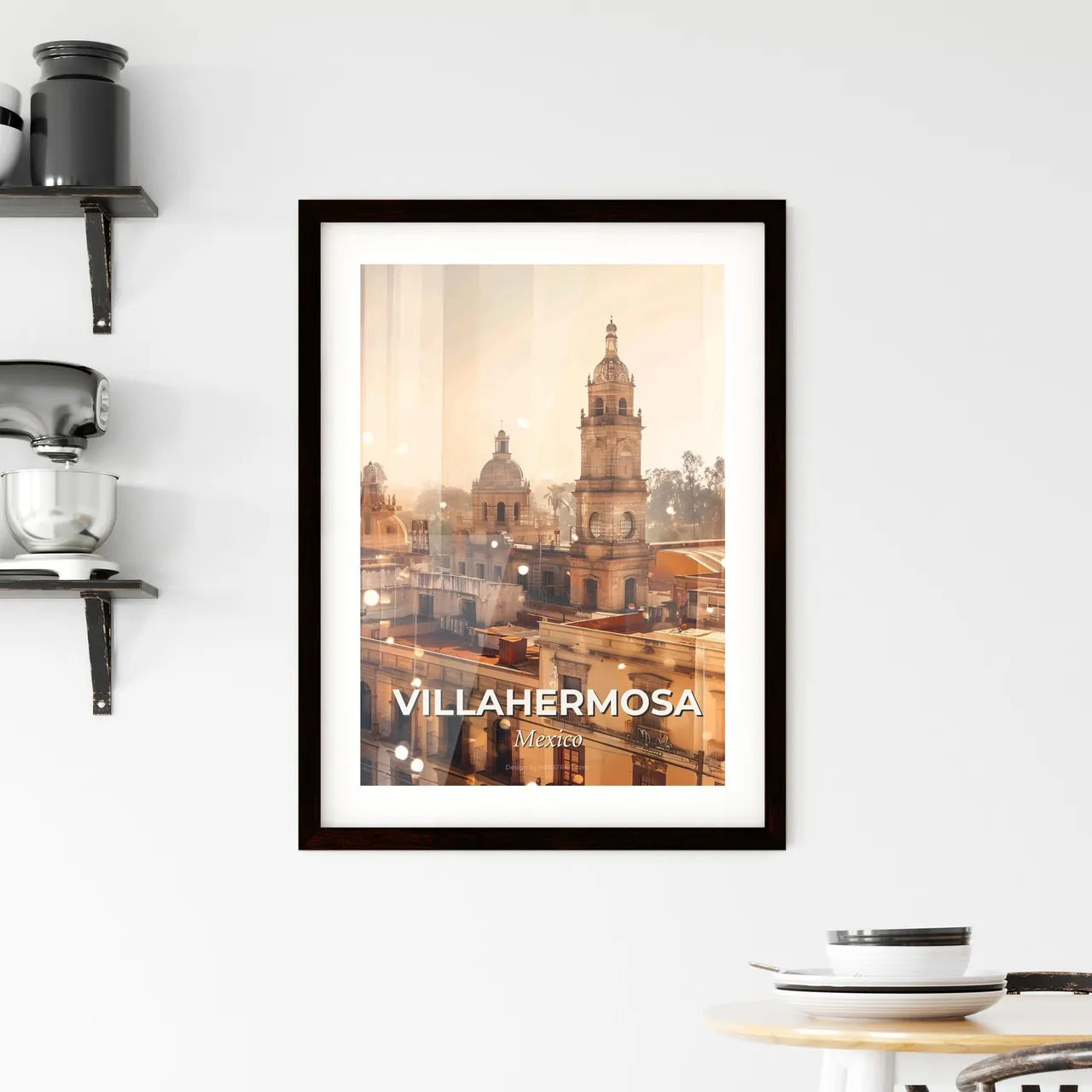 Villahermosa: City and Architecture Art Poster - A building with a tower Custom Print