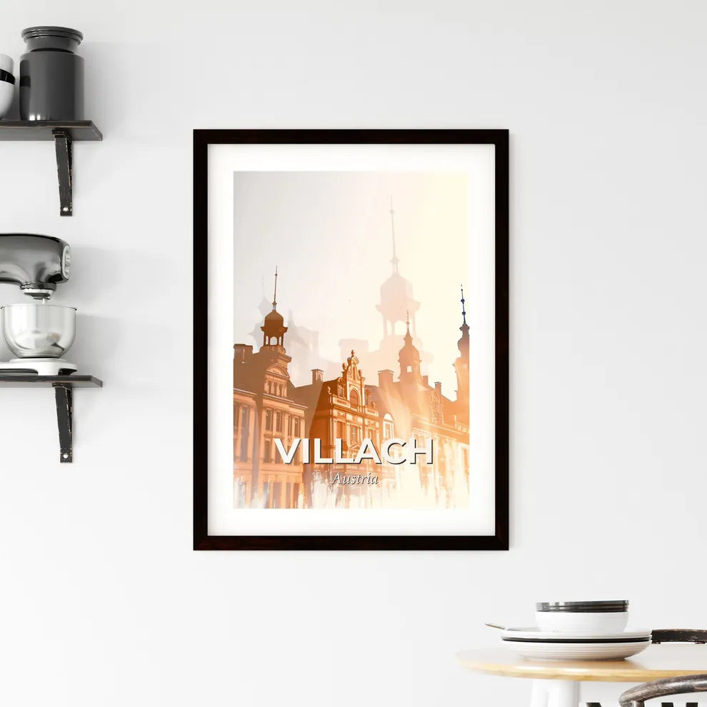 Villach Skyline Composite Art Majestic Panorama - A building with towers and spires Custom Print