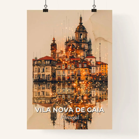 Vila Nova de Gaia, City Skyline Architecture Art Poster - A reflection of a building in water Poster