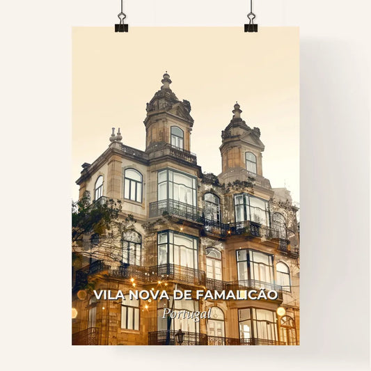 Vila Nova de Famalicão Pastel Skyline Art Poster - A building with many windows Poster