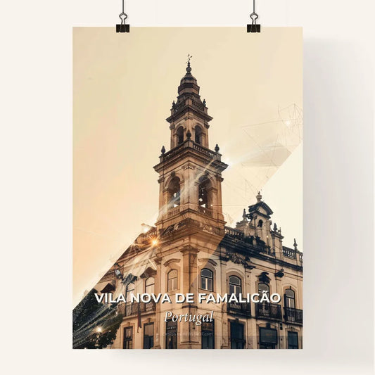Vila Nova de Famalicao Skyline Iconic Buildings Poster - A building with a bell tower Poster