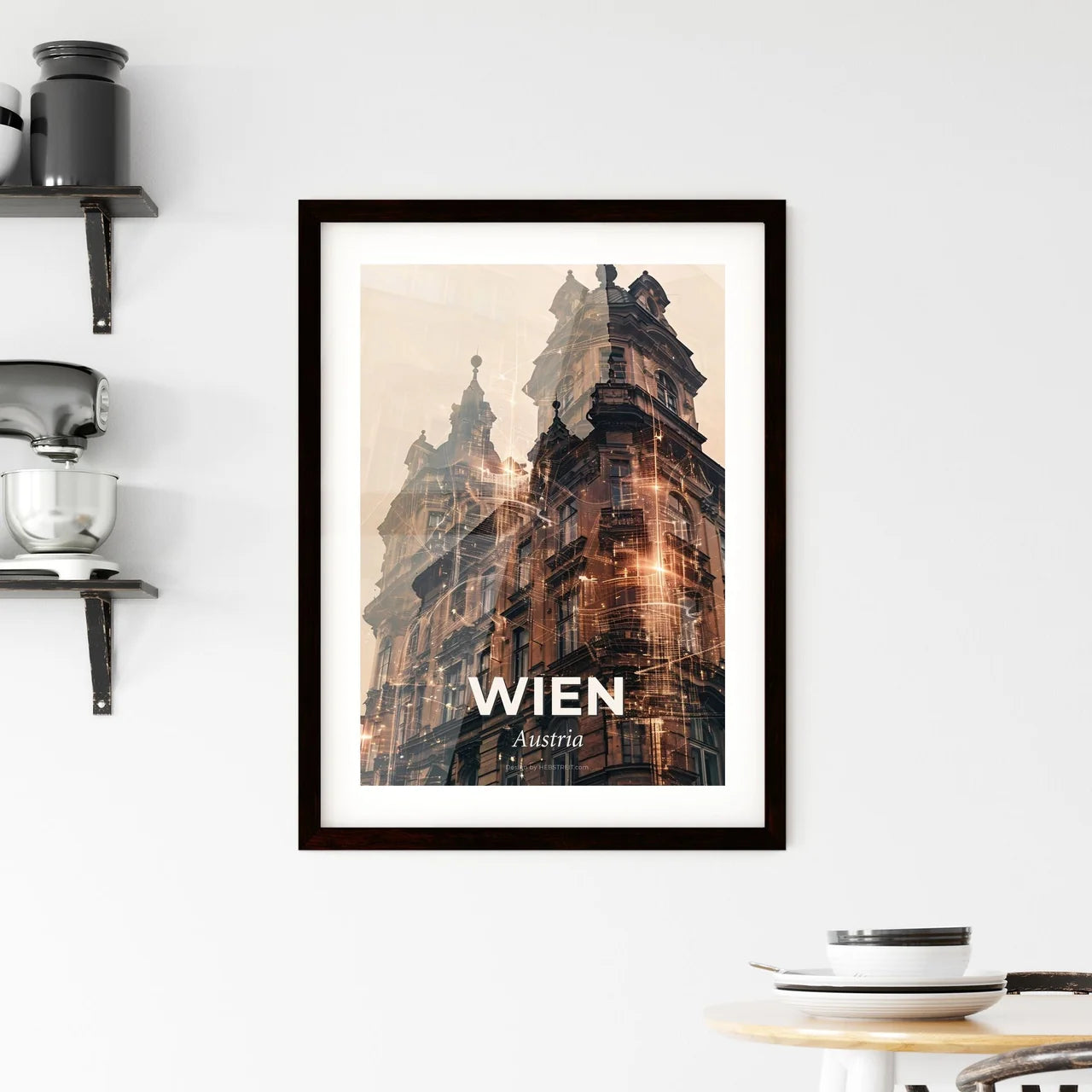 Vienna Skyline Silhouette Composite Art Poster - A double exposure of a building Custom Print