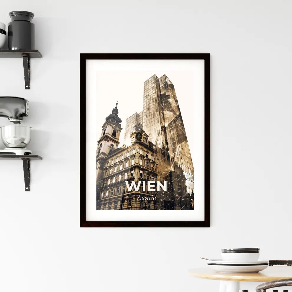 Vienna Austria Skyline Cityscape Panorama Poster Art - A tall building with a tower Custom Print