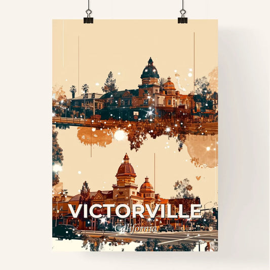 Victorville City Skyline Double Exposure Art Composite - A city with buildings and trees Poster