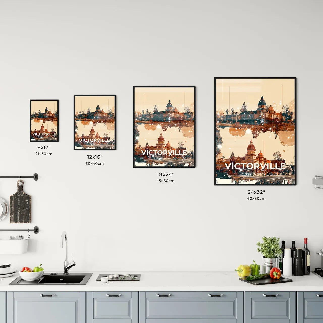 Victorville City Skyline Double Exposure Art Composite - A city with buildings and trees Size Chart