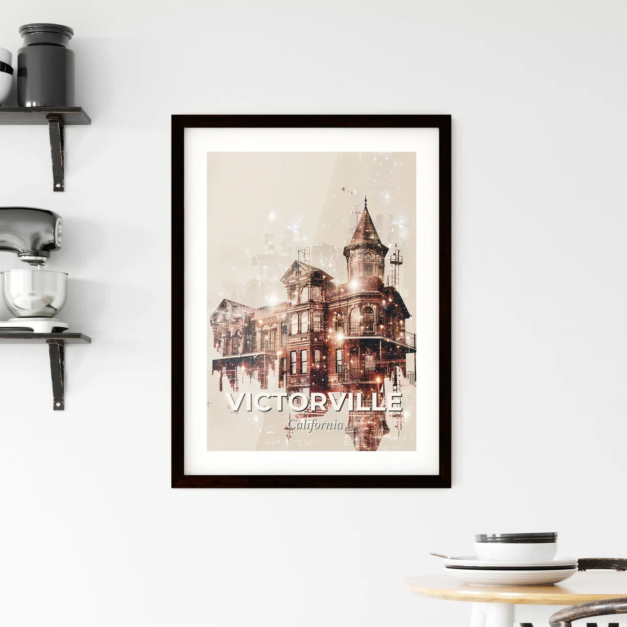 Victorville City Skyline Art Print - A building with a tower and a tower Custom Print