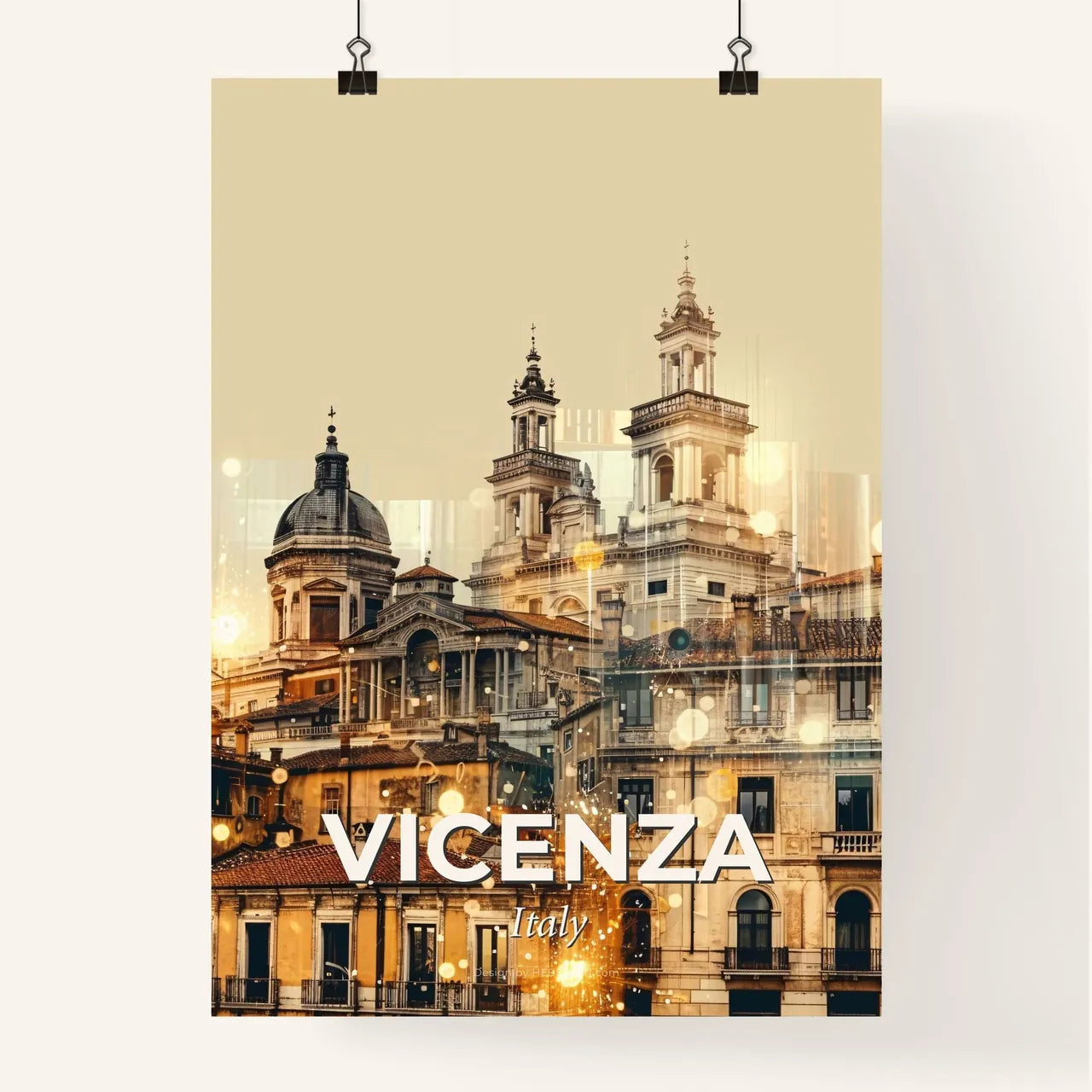 Vicenza City Skyline Composite Art Poster - A group of buildings with many windows Poster