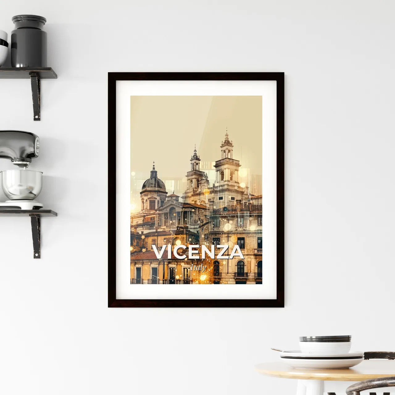 Vicenza City Skyline Composite Art Poster - A group of buildings with many windows Custom Print