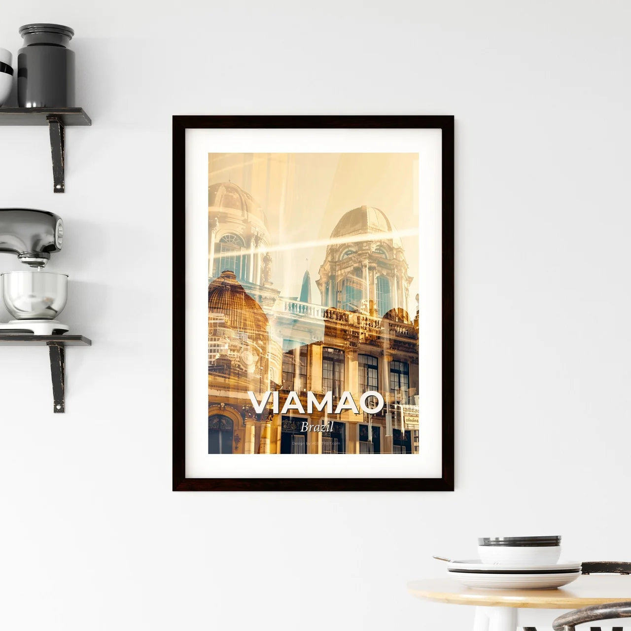 Viamao Skyline Double Exposure Artistic Poster - A building with domes and a window Custom Print
