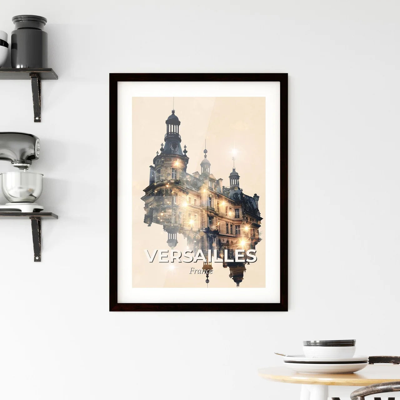 Versailles Skyline Silhouette Composite Artwork - A building with a tower and a tower Custom Print