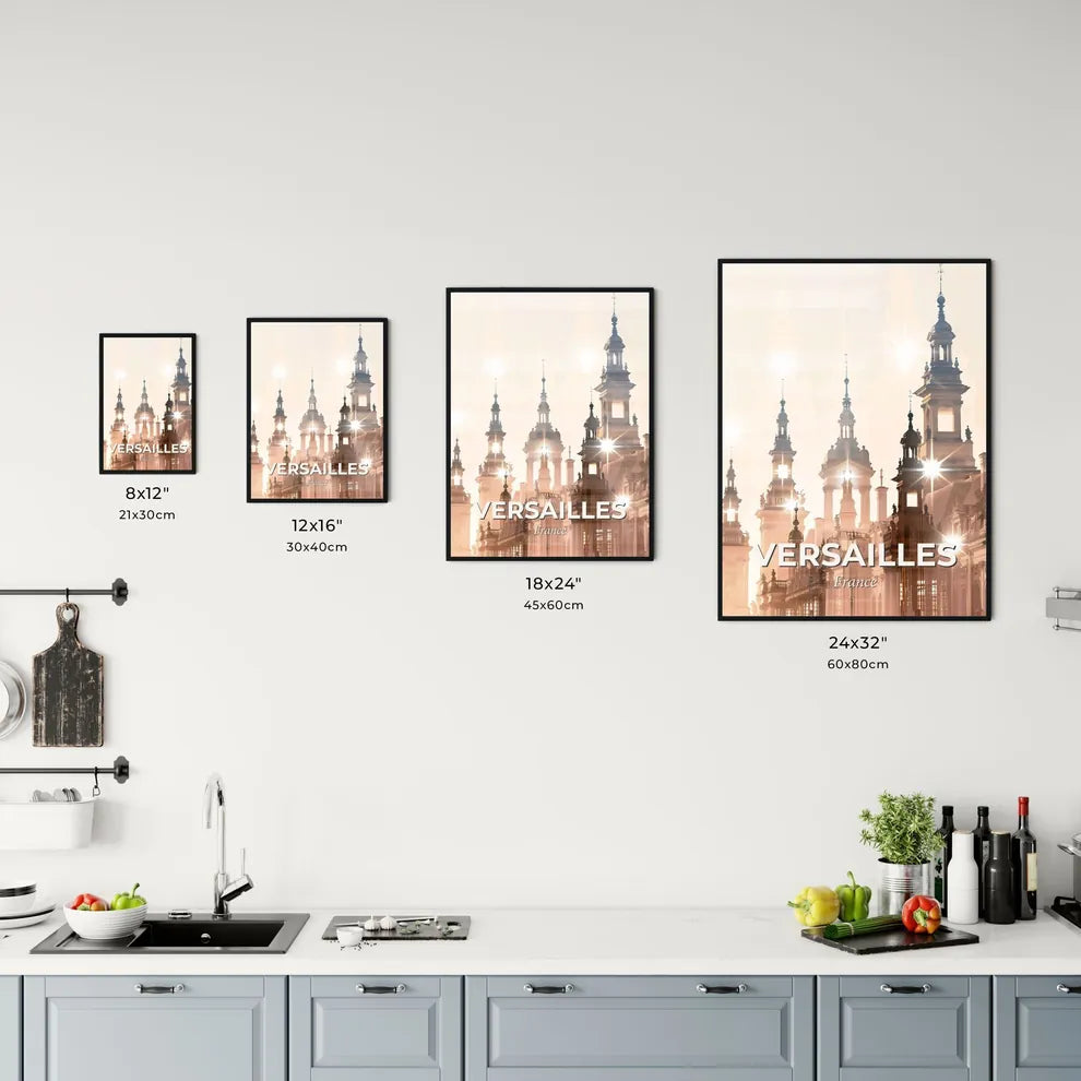 Paris, France: Double Exposure Composite Art Skyline - A building with many towers Size Chart