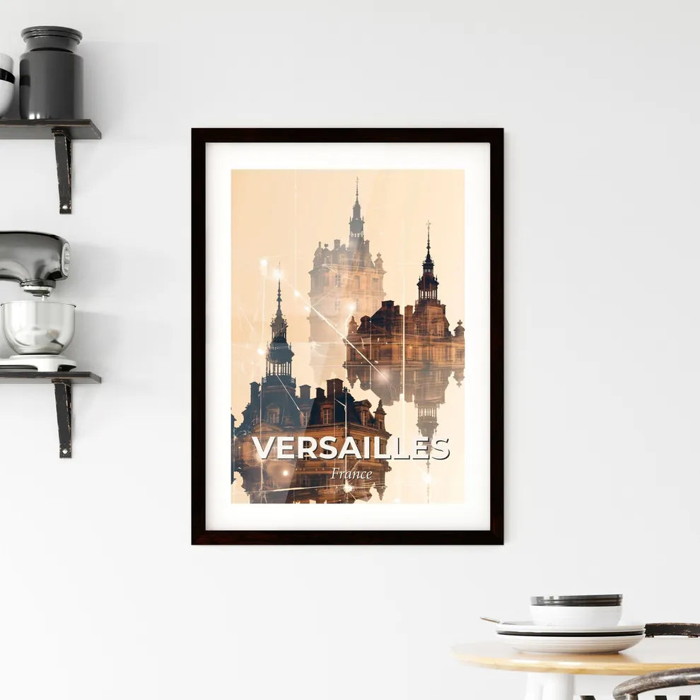 Versailles Buildings Skyline Composite Bright Beige Poster - A double exposure of a building Custom Print