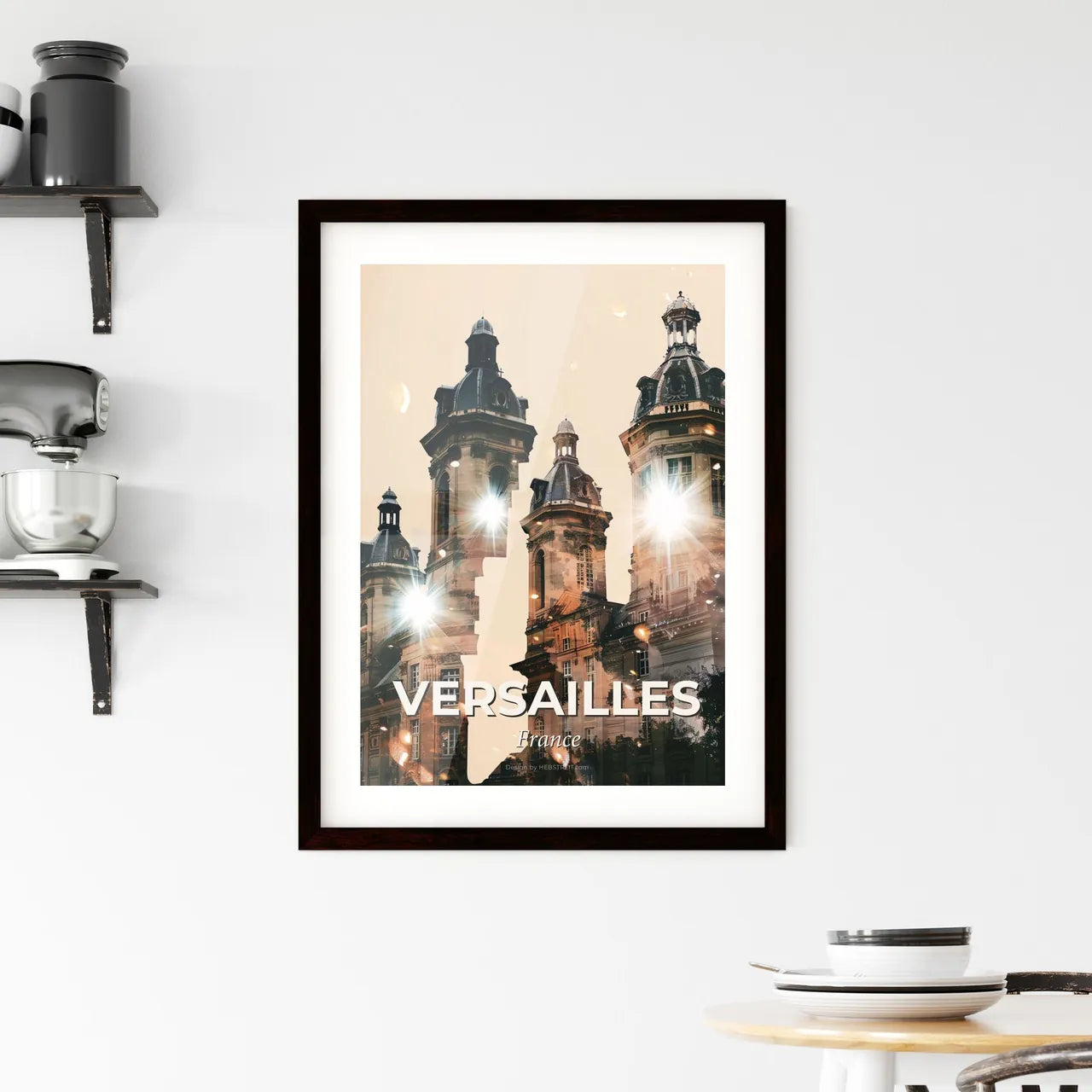 Versailles Skyline Art Deco Poster - A building with towers and lights Custom Print