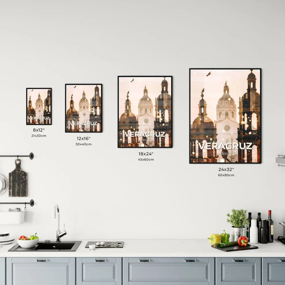 Veracruz Skyline Mexico Double Exposure Art - A building with a bird on top of it Size Chart