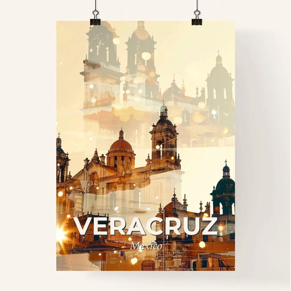 Inspiring Veracruz City Double Exposure Sky Poster - A multiple exposure of a building Poster