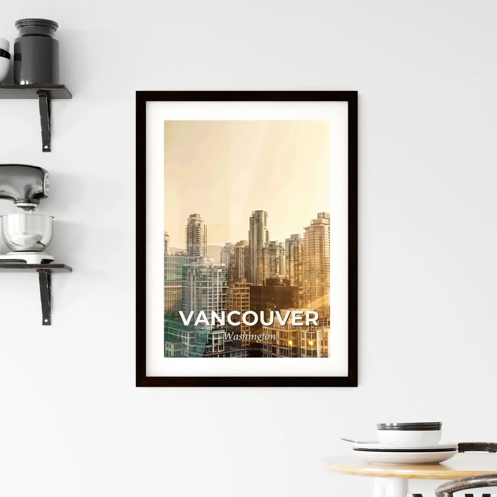 Vancouver Skyline Double Exposure City Poster - A city skyline with many tall buildings Custom Print