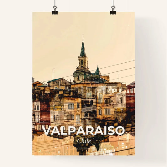 Valparaiso Skyline Cityscape Local Architecture Art Poster - A city with a tower and buildings Poster