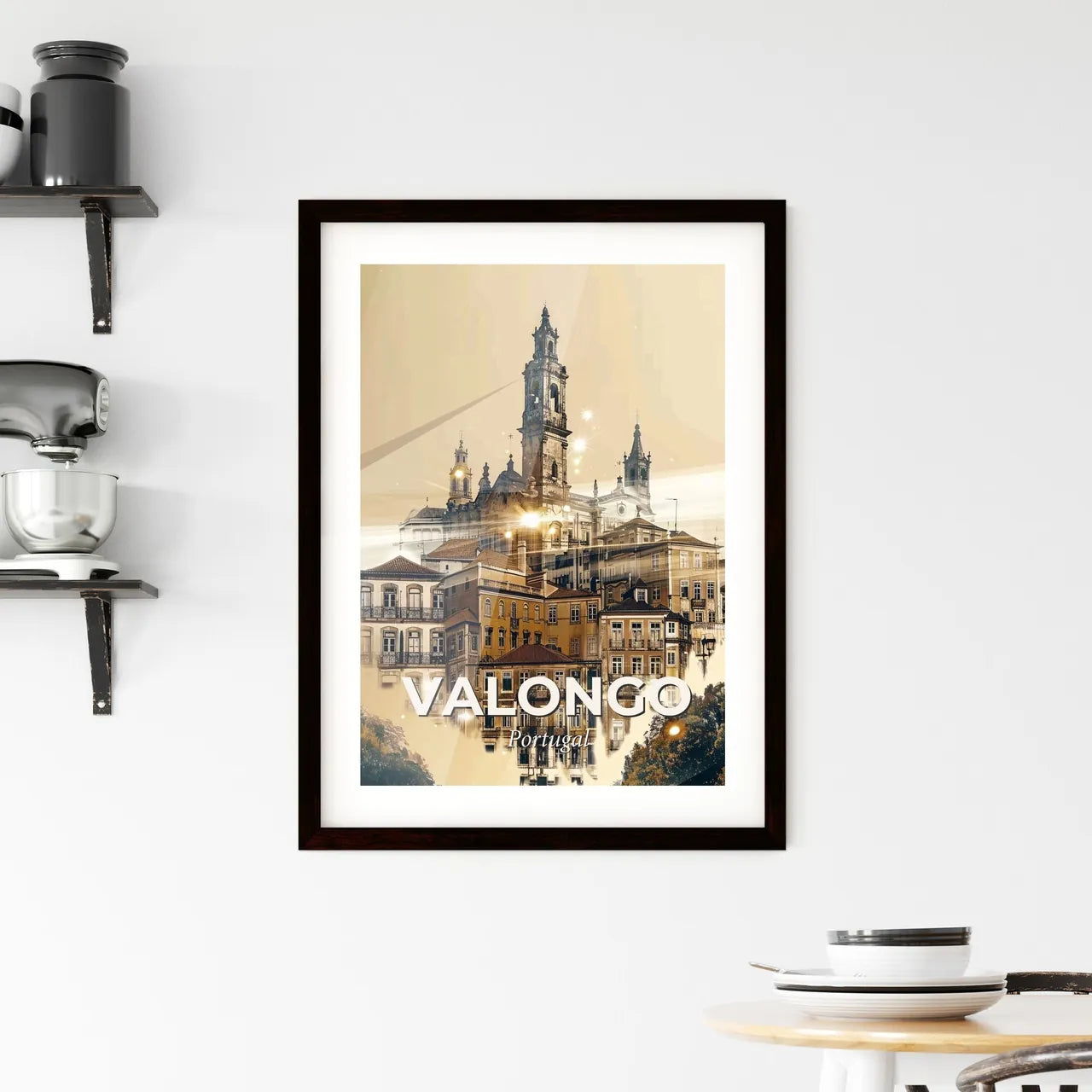 Valongo Double Exposure Skyline Art - A building with a tower Custom Print