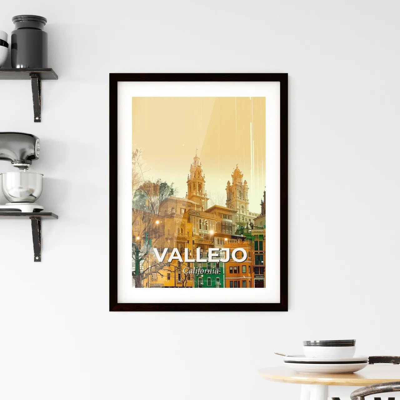 Vallejo City Skyline Double Exposure Art - A city with many buildings Custom Print