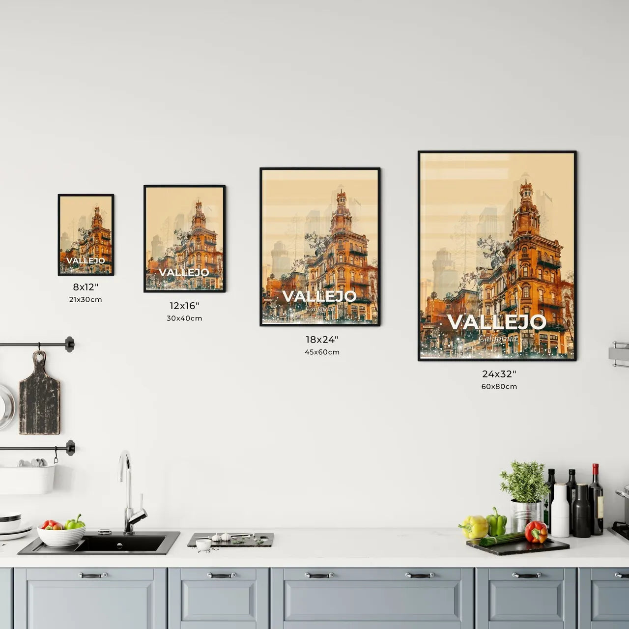 Vallejo Cityscape Art Deco Fusion - A building with a tower and a city skyline Size Chart