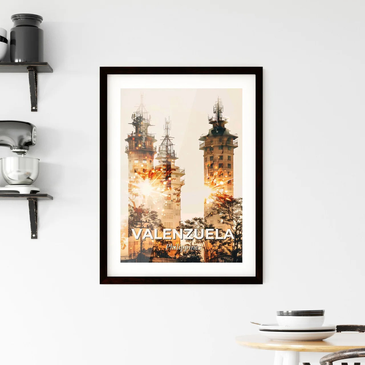 Valenzuela City Skyline Local Architecture Poster - A double exposure of tall buildings Custom Print