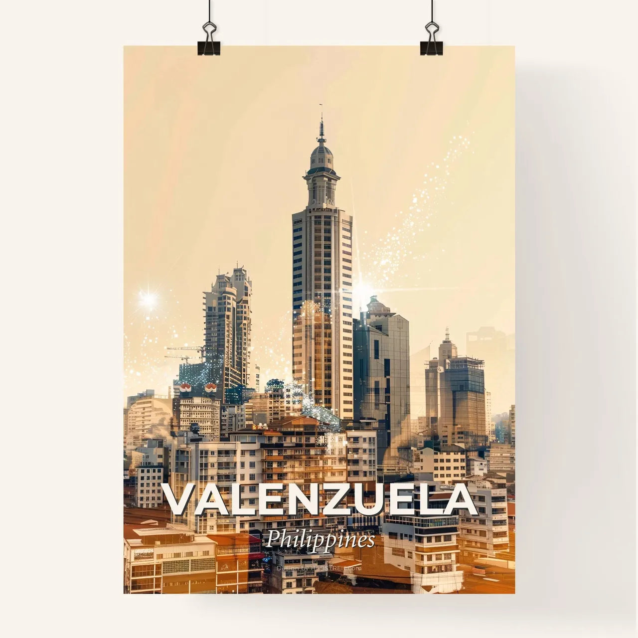 Valenzuela City Skyline Composite Art Poster - A city skyline with many tall buildings Poster