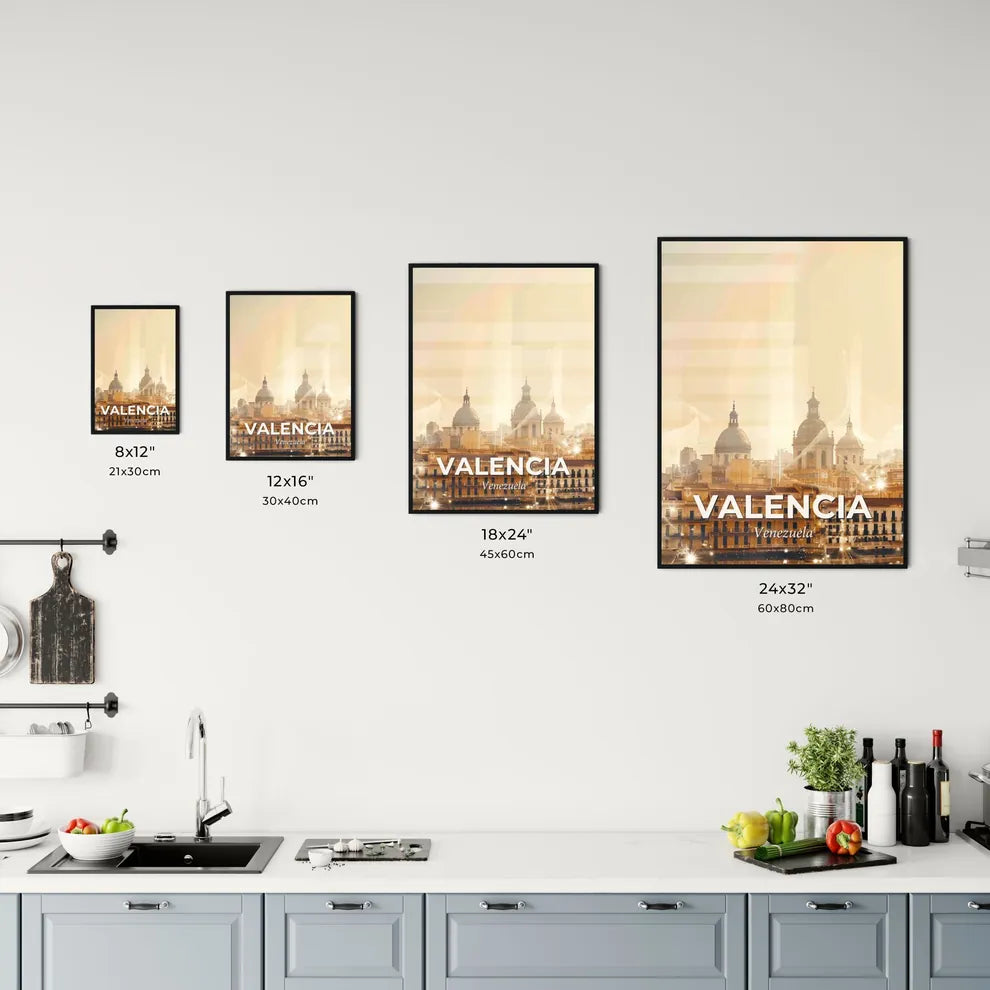 Valencia Skyline Double Exposure Architecture Poster - A city with many buildings Size Chart