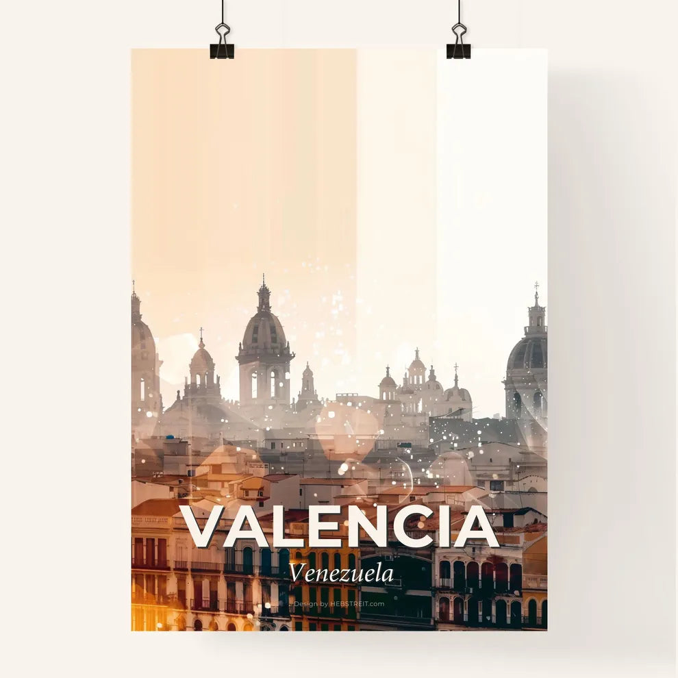 Valencia Skyline Double Exposure Art Poster - A city skyline with many domes Poster
