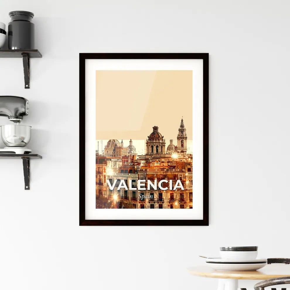 Valencia City Skyline Poster with Backlights - A city with many buildings Custom Print