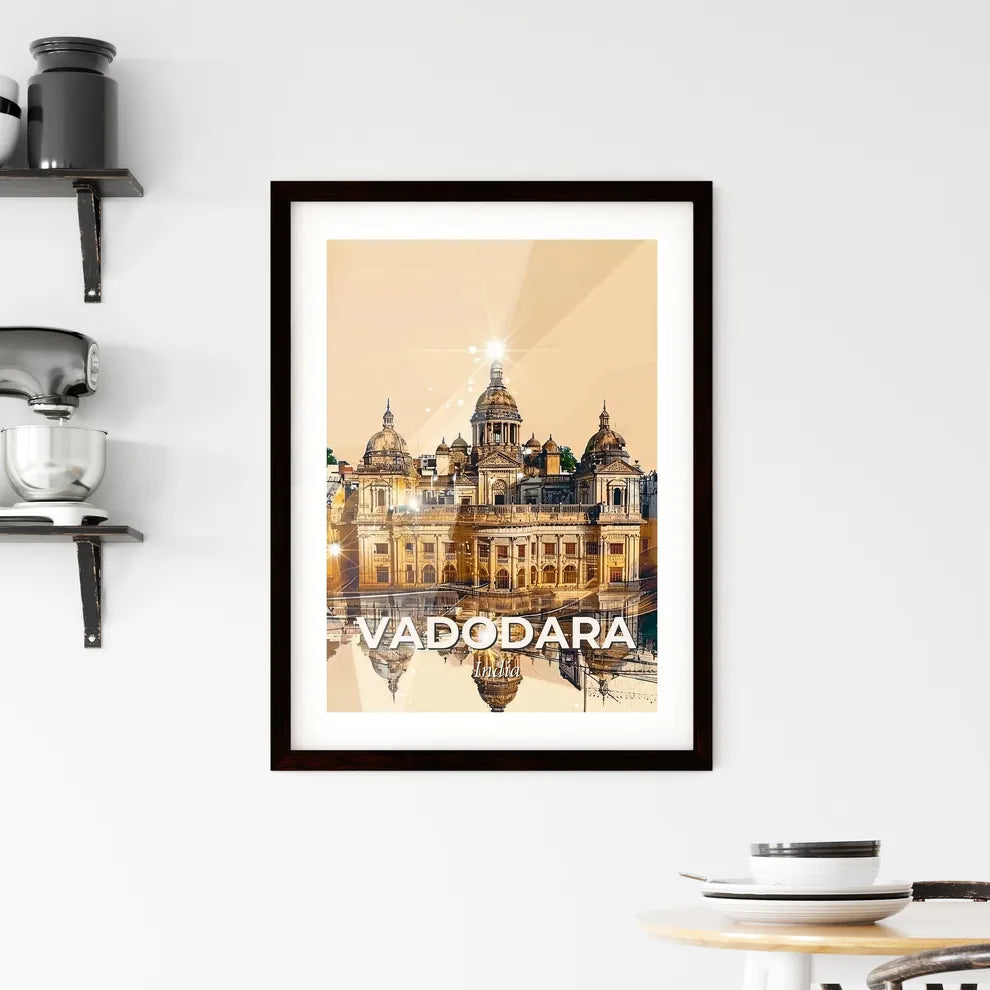 Vadodara Skyline Composite Double Exposure Poster - A building with a large dome and a large body of water Custom Print