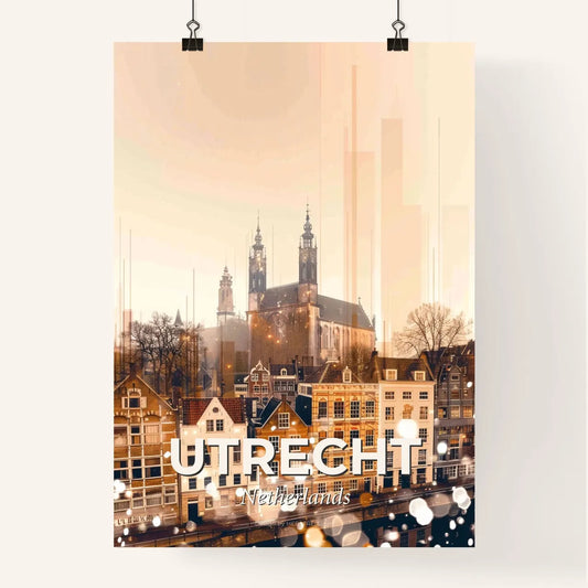 Utrecht Dutch City Skyline Unique Beige Decor - A city with many buildings Poster