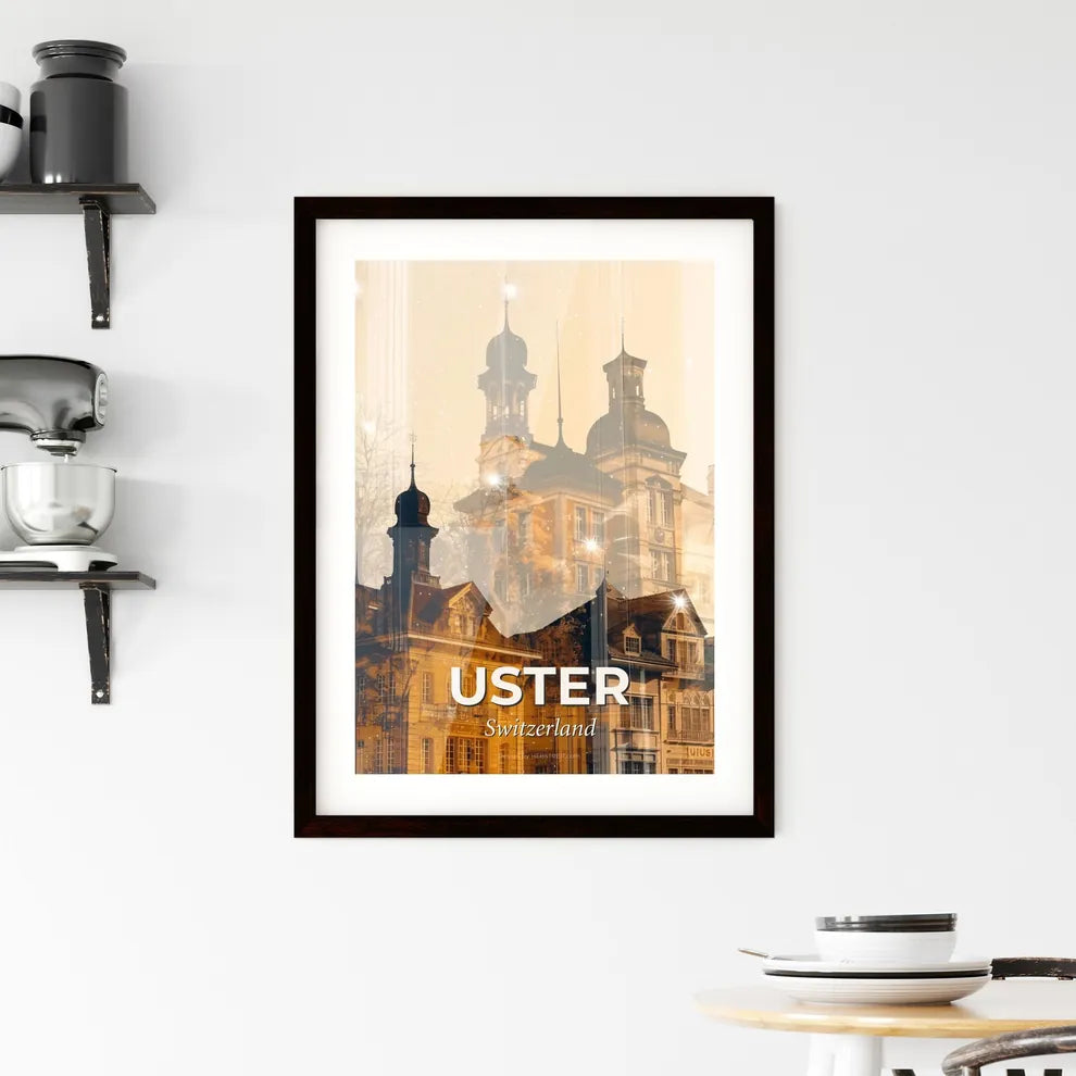 Uster Switzerland Skyline Composite Art Poster - A building with towers and spires Custom Print