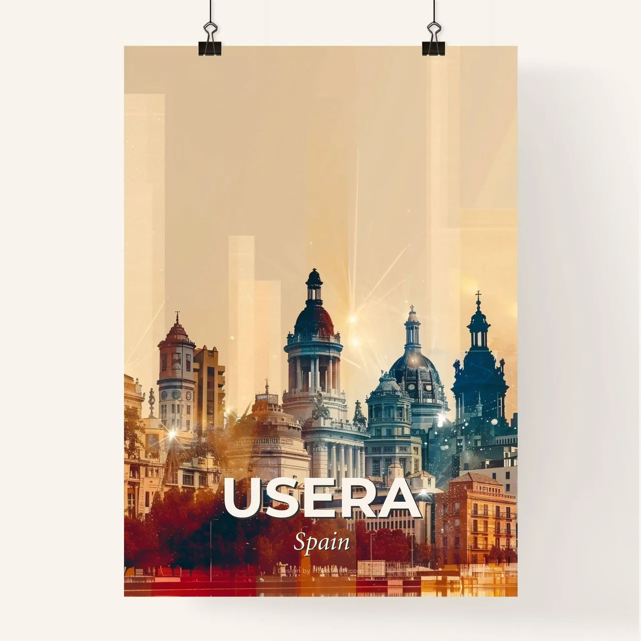Usera Skyline Art: City and Landmarks - A city skyline with many tall buildings Poster
