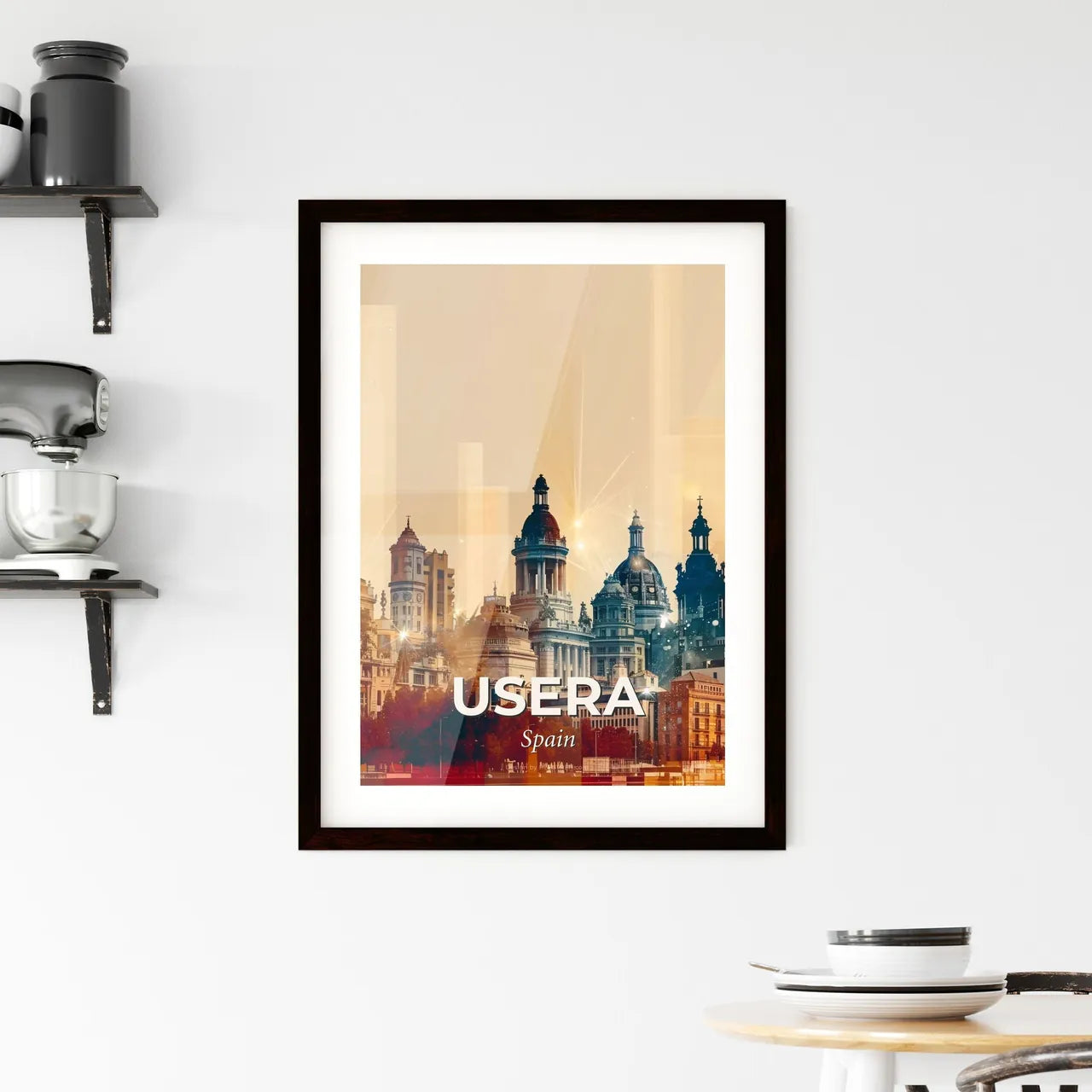 Usera Skyline Art: City and Landmarks - A city skyline with many tall buildings Custom Print