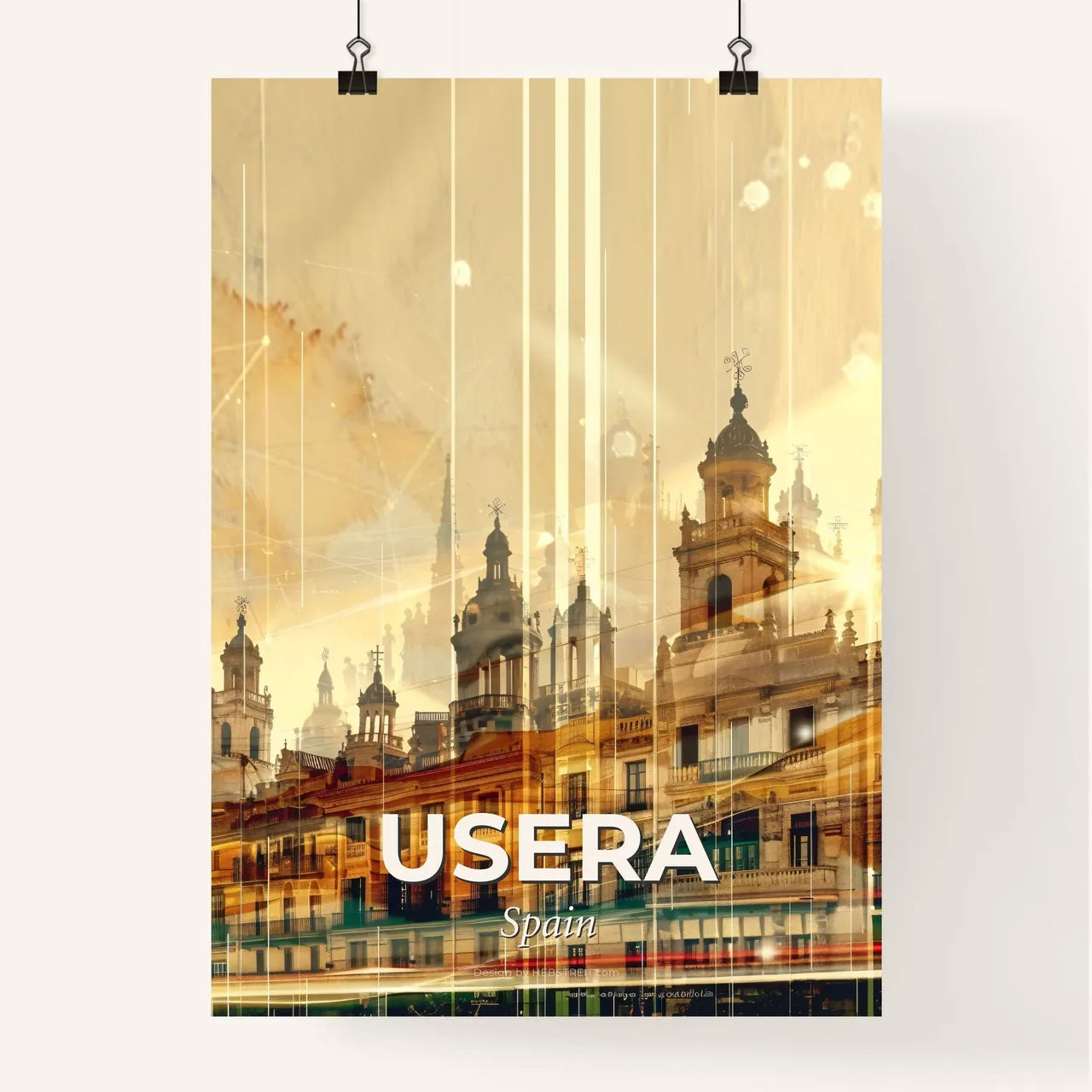Usera City Skyline Double Exposure Poster Artwork - A city with many buildings Poster