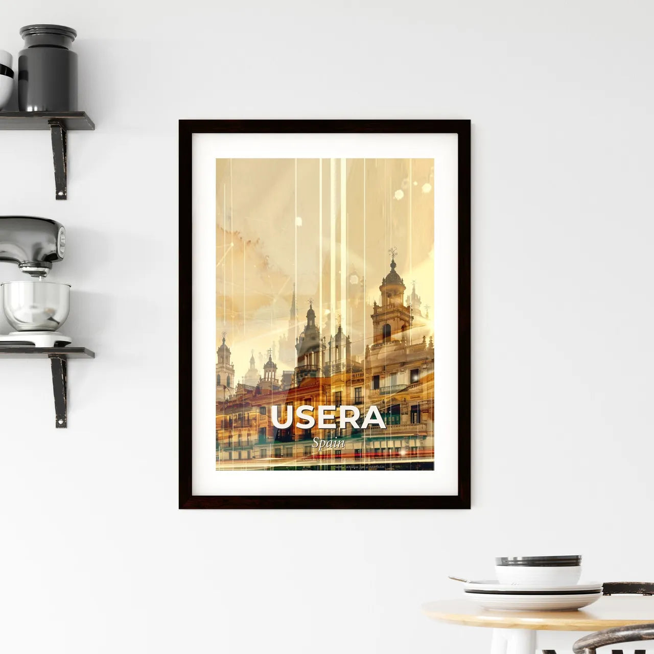 Usera City Skyline Double Exposure Poster Artwork - A city with many buildings Custom Print