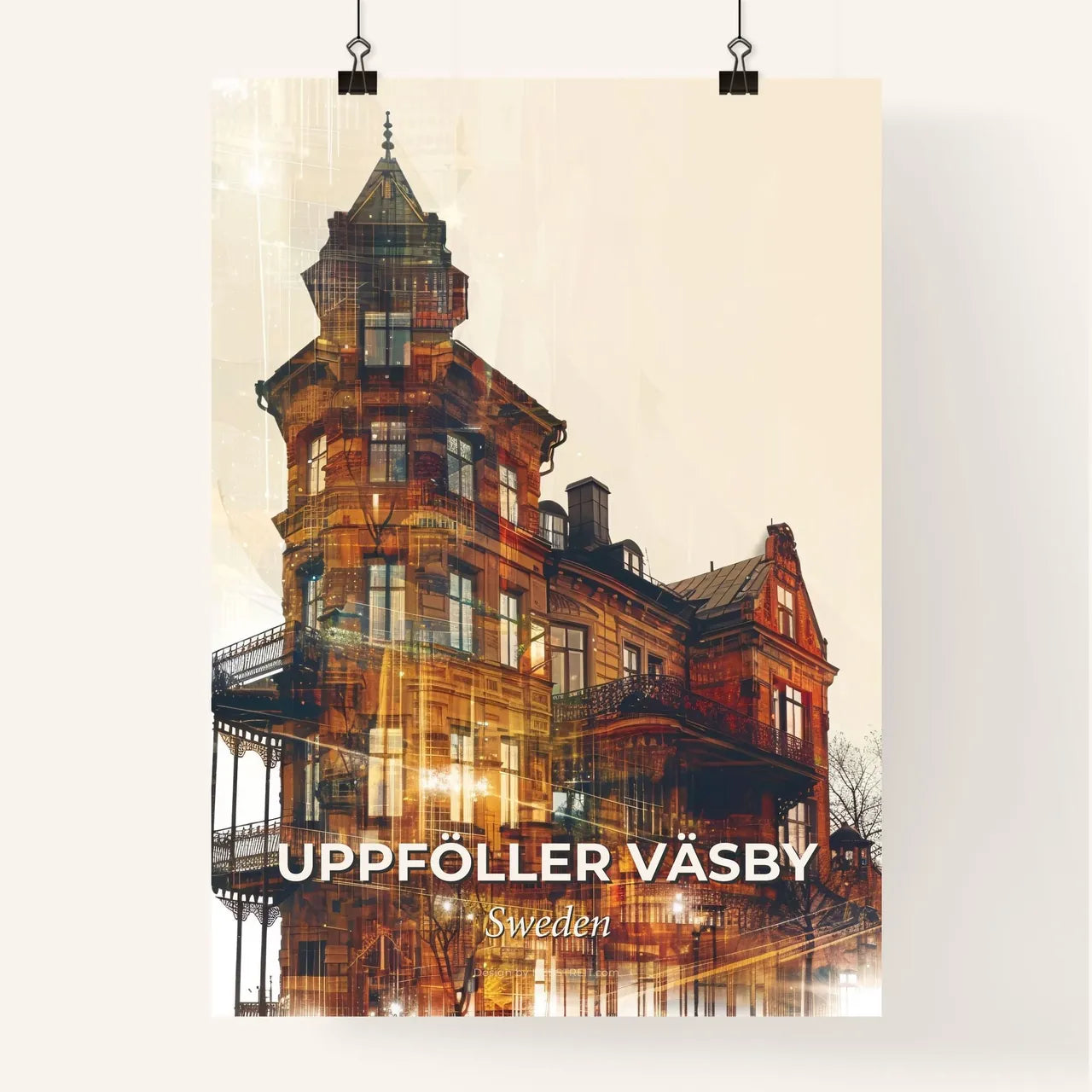 Upplands Väsby: Unique Composite Skyline Art - A building with many windows Poster