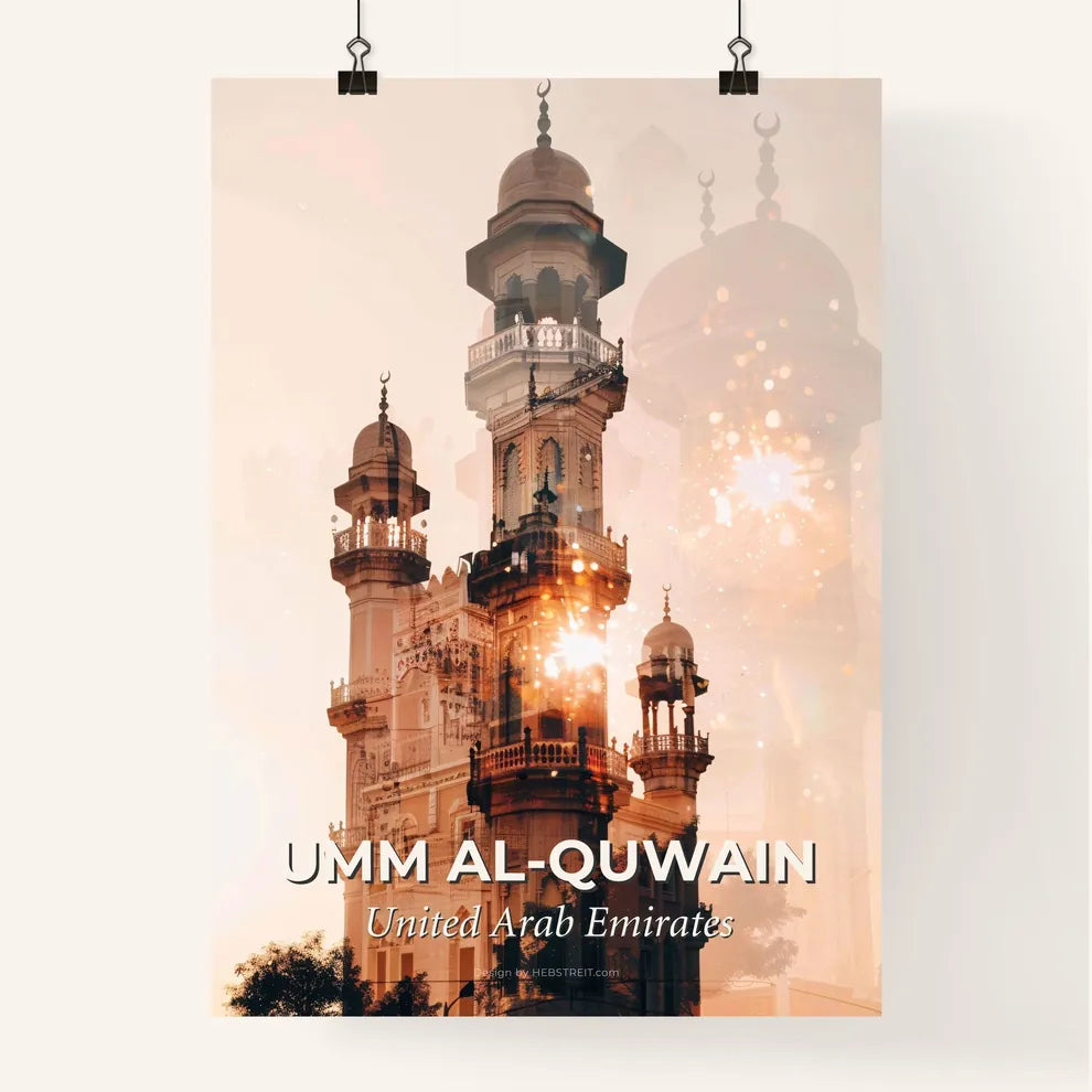 Umm al-Quwain Skyline Double Exposure Art - A double exposure of a castle Poster