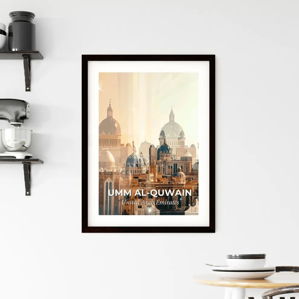 Umm al-Quwain Cityscape Art Poster - A city with many domes and a body of water Custom Print