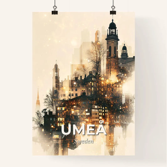 Umeå Skyline Composite Art Cityscape Poster - A city with many buildings and trees Poster