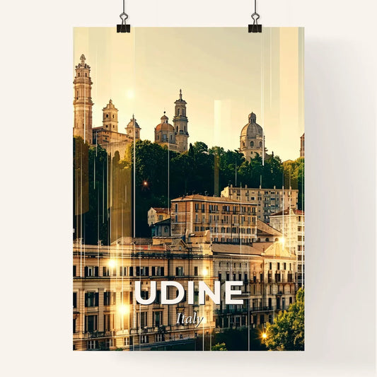 Udine City Skyline Poster Art with Sparkling Lights - A city with many buildings and trees Poster