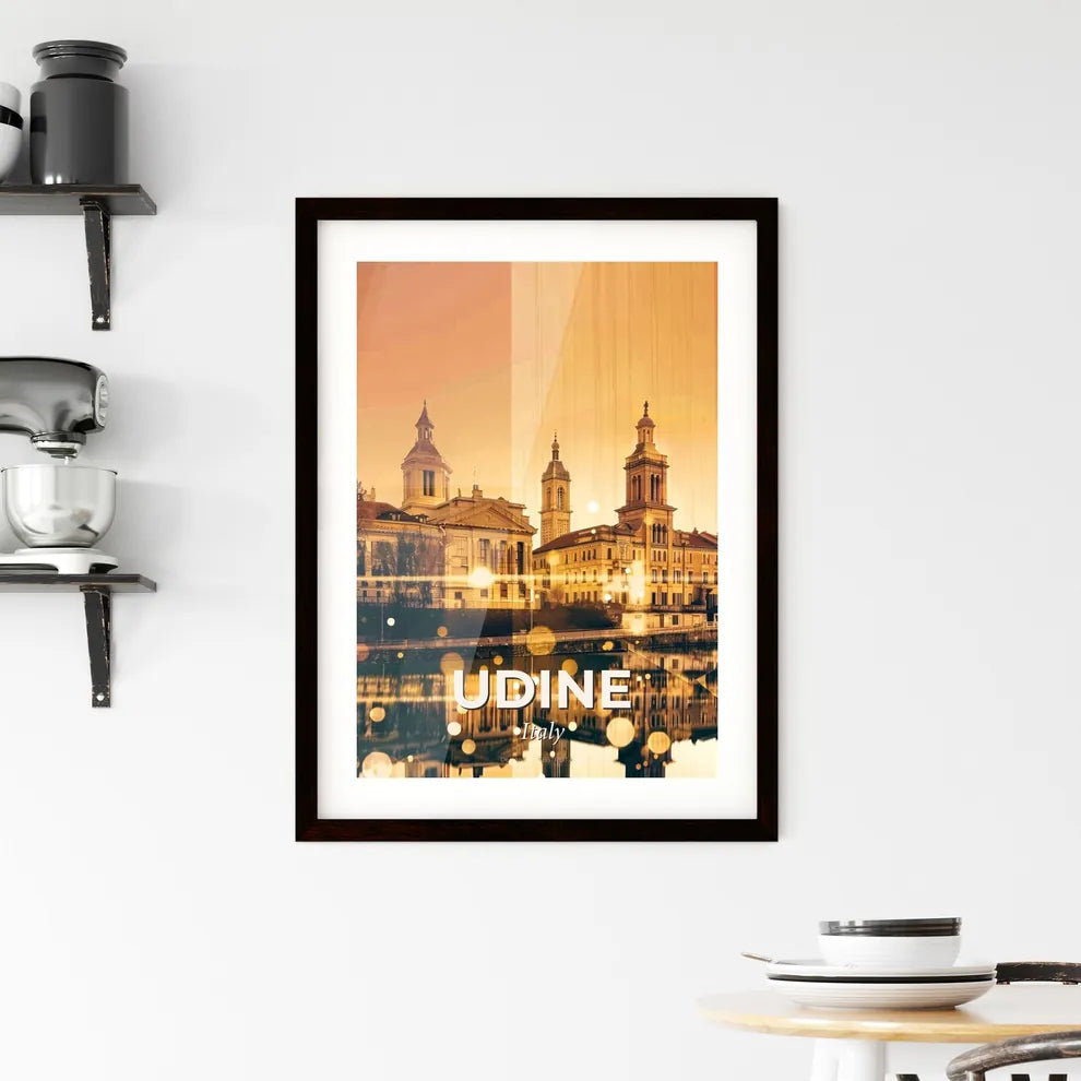 Udine City Art Decor Limited Edition - A group of buildings with towers and trees Custom Print