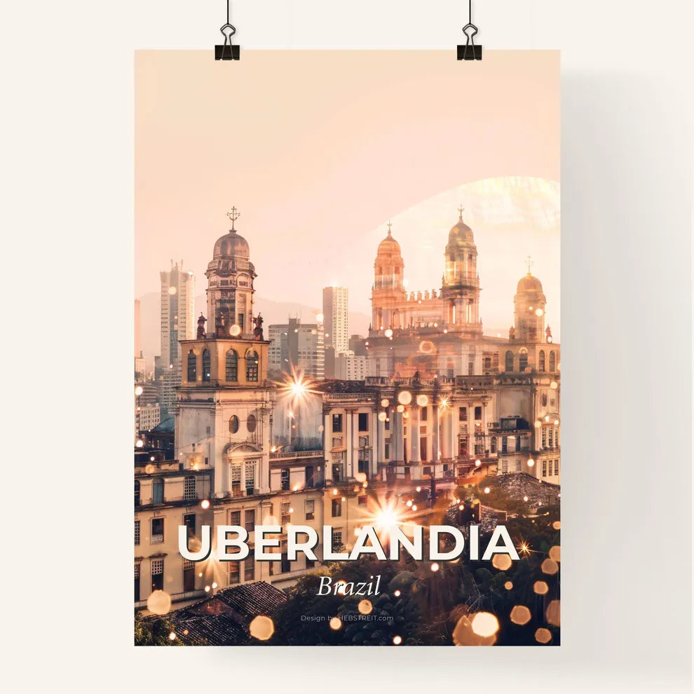 Uberlandia Brazil: Iconic Skyline Poster - A large building with many towers and a city skyline Poster