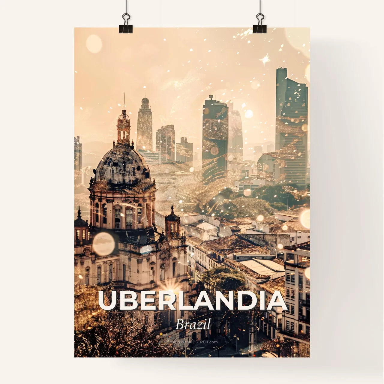 Uberlandia Skyline Composite Art Cityscape Poster - A city with a dome and buildings Poster