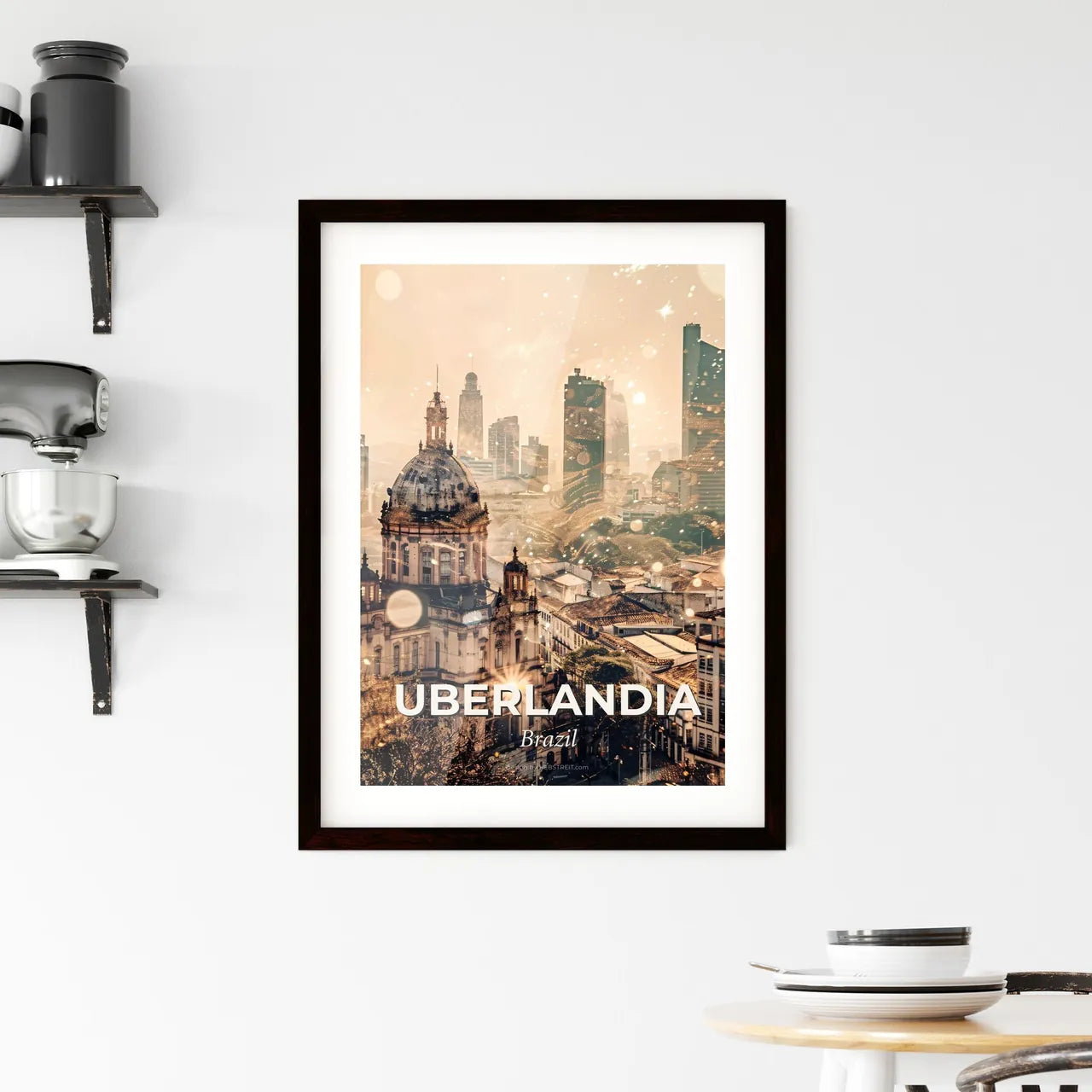Uberlandia Skyline Composite Art Cityscape Poster - A city with a dome and buildings Custom Print